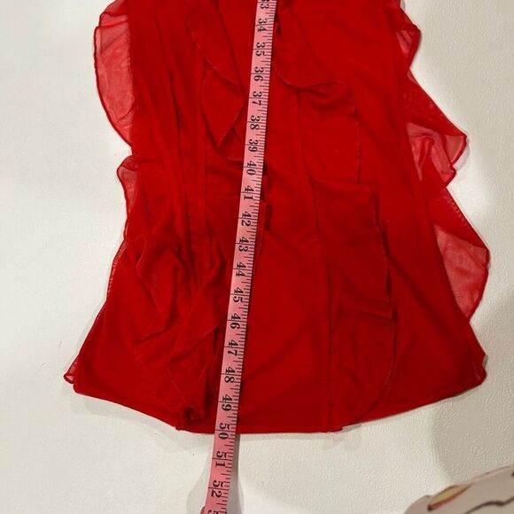 Oh Polly Red Ruffle Maxi Dress Size 2 Strapless Formal Gown - Picture 5 of 7